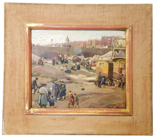 Load image into Gallery viewer, 19th century french oil painting of gypsy encampment
