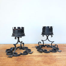 Load image into Gallery viewer, Pair of Spanish Revival Iron Candlesticks
