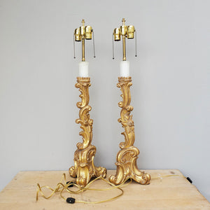 French Alter Candlestick Lamps
