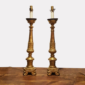 French Altar Candlestick Lamps
