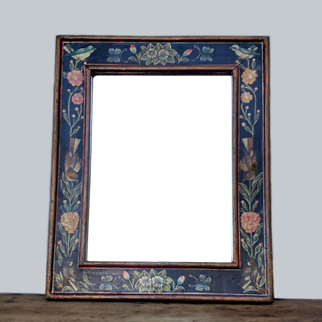 Mirror with Painted Bird Frame