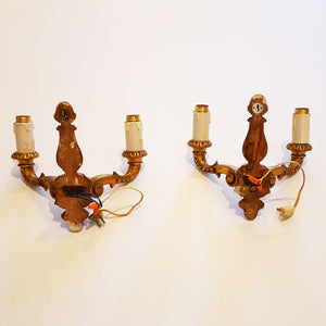 Pair of Gilt Wood Wall Sconces