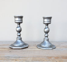Pair of Tiny Pewter Candlesticks