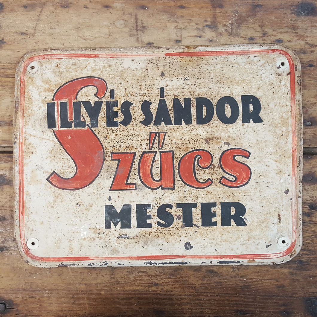 Vintage Tin Hungarian Sign